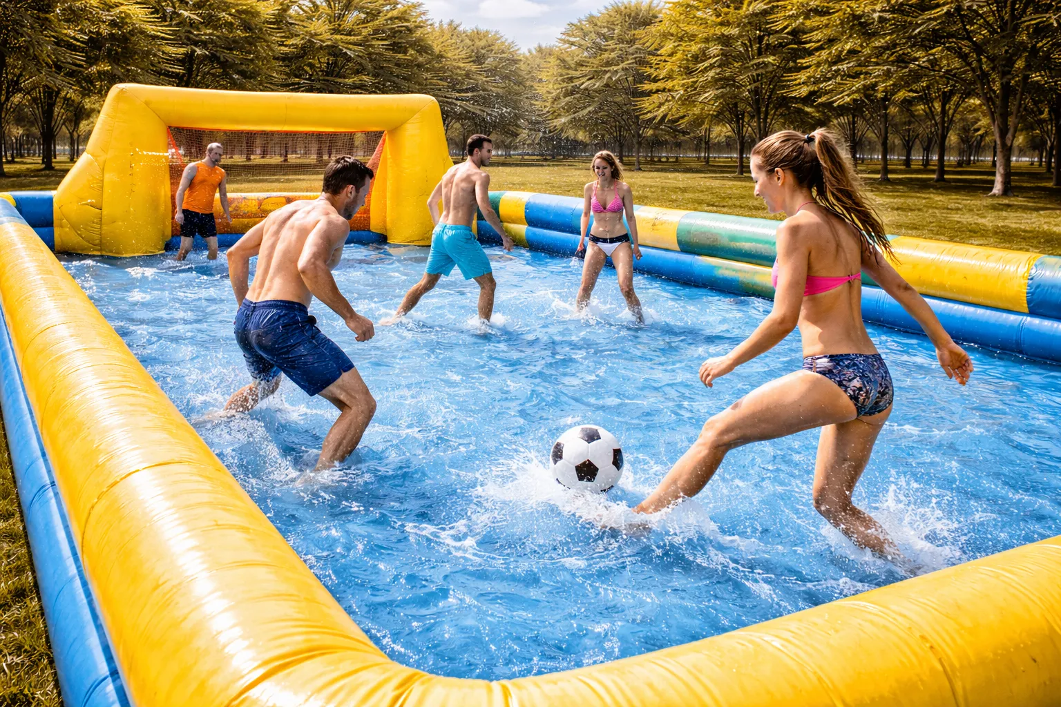 Nafukovací vodní fotbal pro děti a dospělé v outdoorovém parku